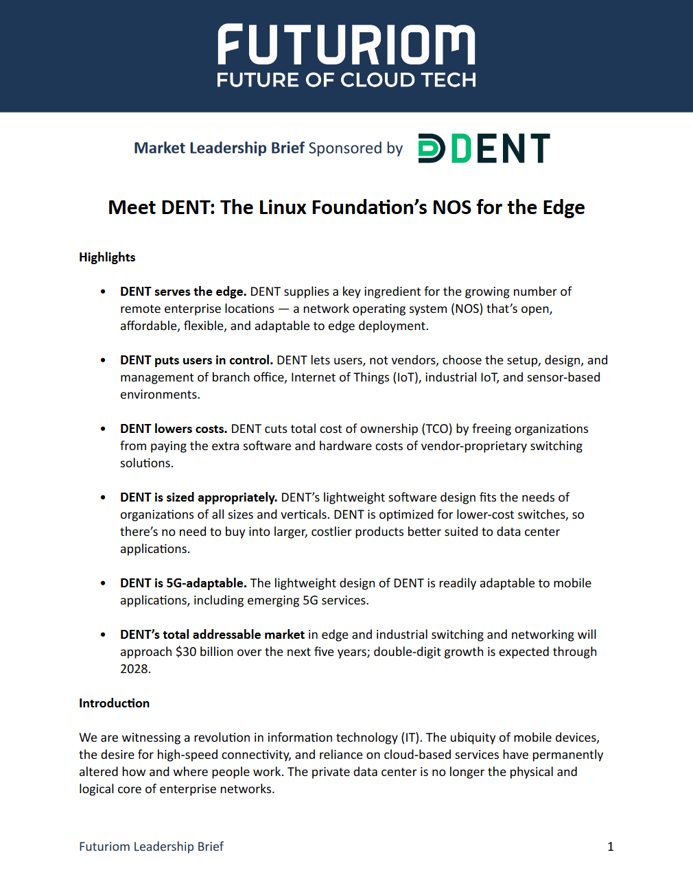 Market Leadership Brief Cover